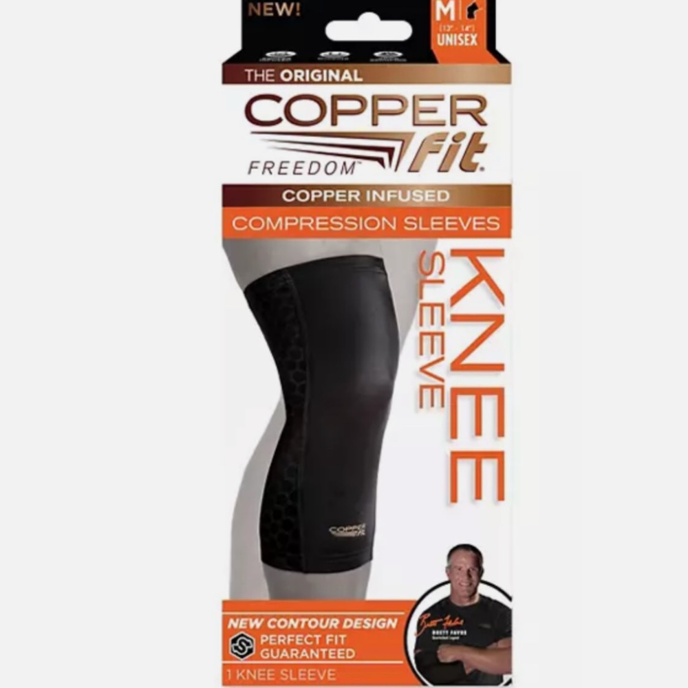 New -Copper Fit Freedom Copper Infused Knee Compression Sleeve Unisex M 13"-14"